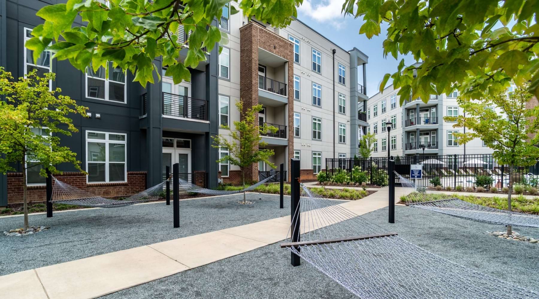 courtyard area with hammocks 