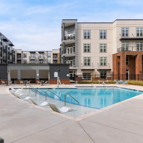 a swimming pool in a courtyard